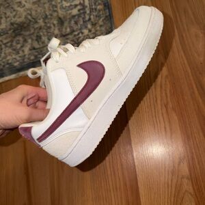 Nike womens 8 White and Maroon Sneakers